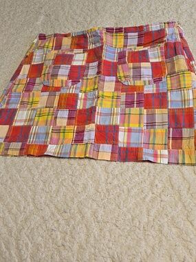 J. Crew Multicolor Patchwork Madras Plaid Cotton Mini Skirt
